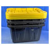 Black Plastic Storage Tote w/ Yellow Lid