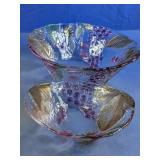 (2)Vintage Iridescent Fruit Glass Bowl Set