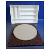 (3) Tray Plate & Stone Base Set
