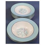 (7) Floral Light Blue Ceramic Bowl & Plate Set
