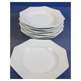 (7) Pottery Barn Great White Octagon Plates