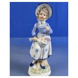 Vintage Porcelain Girl with Flowers Figurine