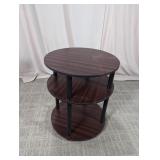 3-Tier Round Dark Walnut Finish End Table
