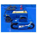 Blue Toy Police Truck & Motorcycle Set