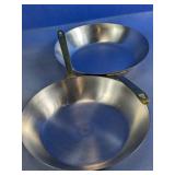 Vintage Copper Frying Pans with Brass