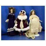 (3)Porcelain Dolls Americana Sweetheart Trio