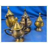 Brass Miniature Teapot Vessels Set