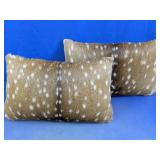 Throw Pillows Hide Pattern & Brown Finish
