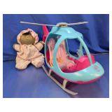 (2)Barbie Helicopter & Soft Plush Baby Doll Duo