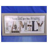 Framed ï¿½Thank God for this Amazing Familyï¿½ Sign