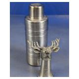 Metal Flask & Deer Head Shot Cup