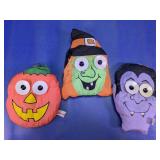 Vintage Halloween Plush Pumpkin Witch Vampire Set