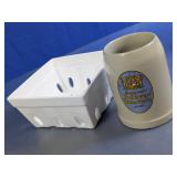 Weihenstephan Ceramic Stein & White Berry Basket