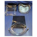 (3) Dansk Glass Dishes / Trays w/ Boxes