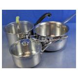 (3)Stainless Steel Lidded Saucepan Set
