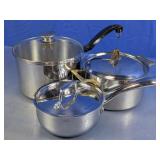 (3)Stainless Steel Pots & Pans w/Lids