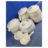 Pink and Blue Striped Ceramic Kitchenware Set