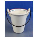 White Ceramic Mini Bucket with Wire Handle