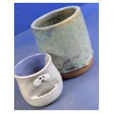 (2) Ceramic Planter & Face Cup