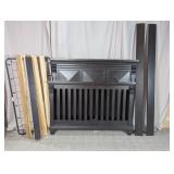 Dark Wood Bed Frame with Headboard, Footboard,