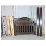 Dark Wood Bed Frame with Headboard and Slats