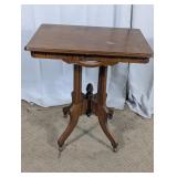(1) Antique Carved Wood Side Table