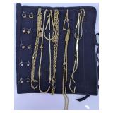 Gold-Tone Jewelry Lot w/ Velvet Roll