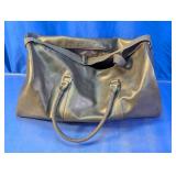 Large Black Faux Leather Duffle Bag