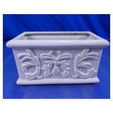 Vintage White Glass Rectangular Planter