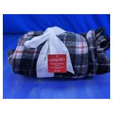 Holiday Home Microplush Throw Black Plaid