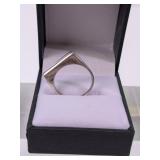 Modern Geometric Silver-Tone Ring with Box
