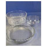 Clear Glass Serving Bowl & Pie Plate Set
