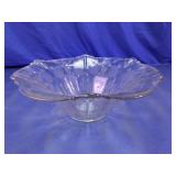 Floral Etched Glass Serving Bowl