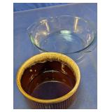 Brown Ribbed Bowl & Glass Baking Dish Set