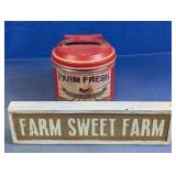 Farmhouse Decor Chicken Eggs Tin and Wood Sign