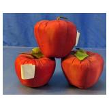 Set of 3 Red Cloth Fabric Apple Decor