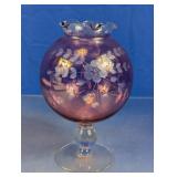 Purple Etched Glass Pedestal Vase Lamp