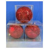 Beaded Red Christmas Ball Ornaments