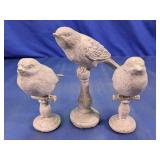 Carved Bird Figurines on Pedestal Stands