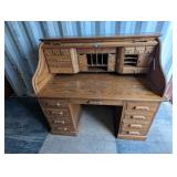 Roll Top Desk Wood Multi Drawer Organizer Unit