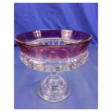 Vintage Amethyst & Clear Footed Glass Compote