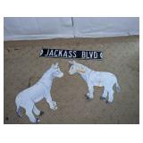 Jackass Blvd Sign & Donkey Metal Cutouts