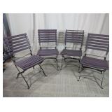 Folding Metal and Wood Slat Chairs