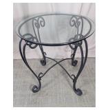 Round Glass Top Metal Accent Table