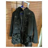 GAP XXL Black Faux Suede & Fur Hooded Parka