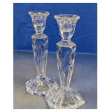 (2) Clear Glass Candlestick Holders