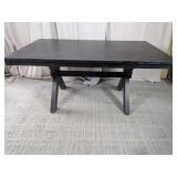 Modern Black Wood Dining Table with X-Base