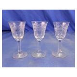 Etched Glass Cordial Stemware Set