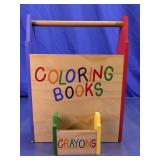Wood Coloring Book & Crayon Rack