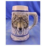 3D Gray Wolf Glass Stein with Wilderness Quote